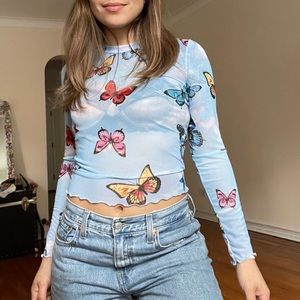 FASHION NOVA ~ Mesh Butterfly Sky | Long Sleeve